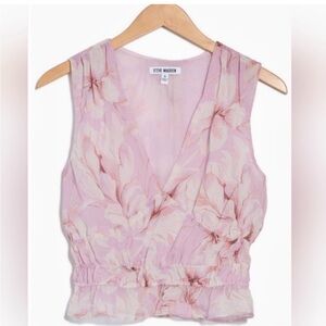 NWT - Steve Madden Floral Print V-Neck
Sleeveless Ruched Top Spring Pink Purple